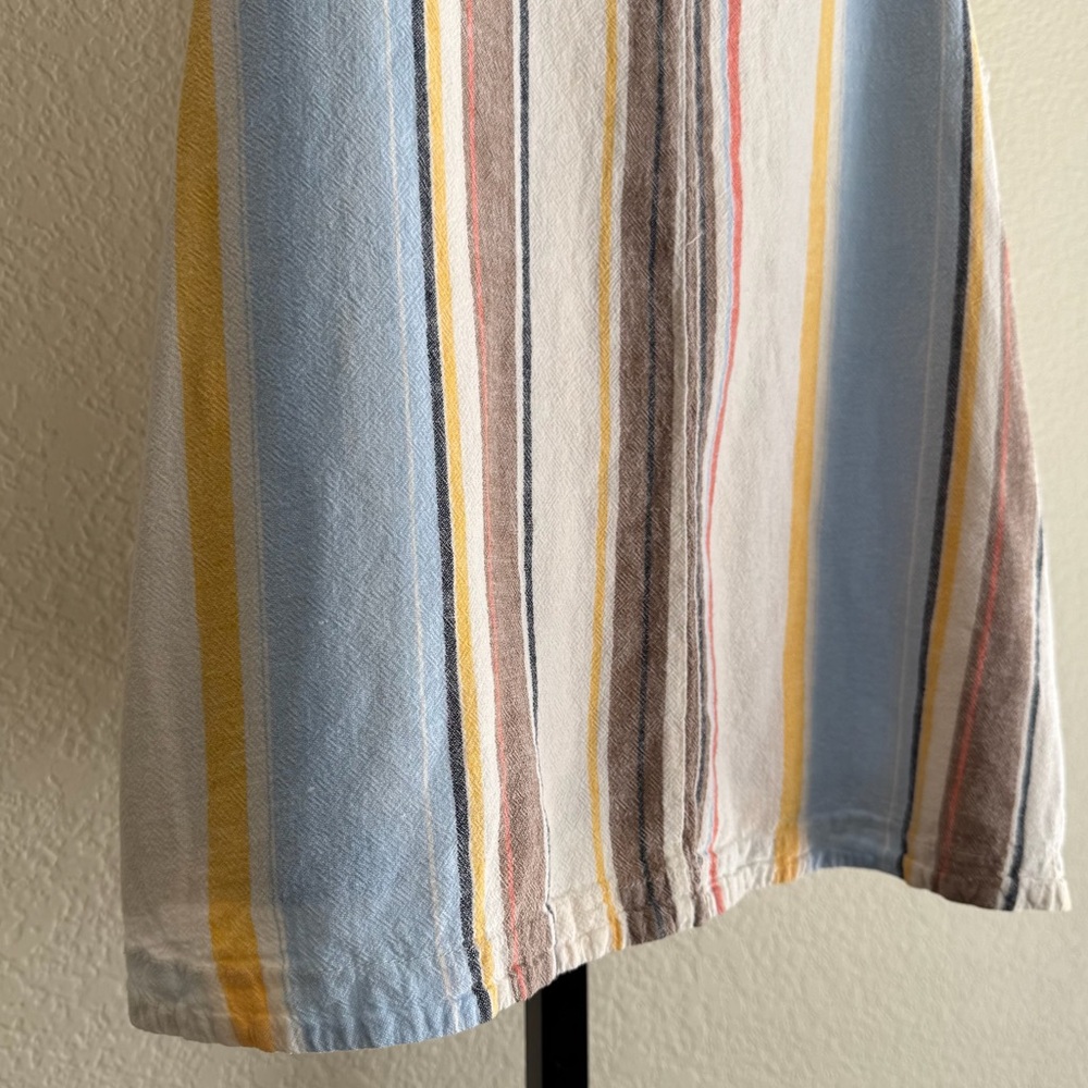 Colorful Striped V Neck Sleeveless Tank Large Multicolor Linen Vacation Beach - Picture 3 of 9